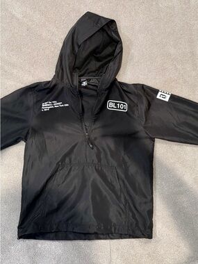 Kids Black Hooded Windbreaker Jacket - BL101 Graphic